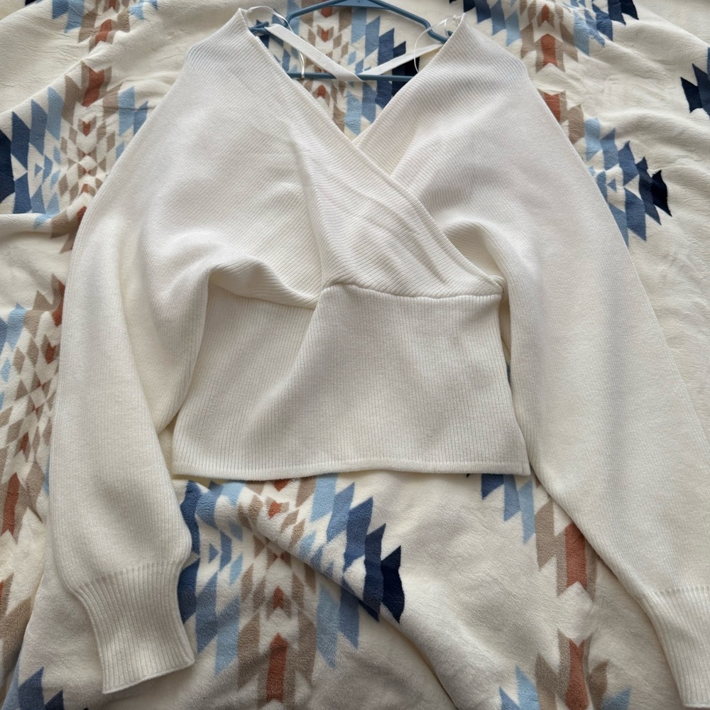 Fashion Nova Cream Ribbed Sweater
